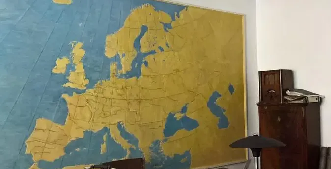 Historical site with a relief map of Europe.
