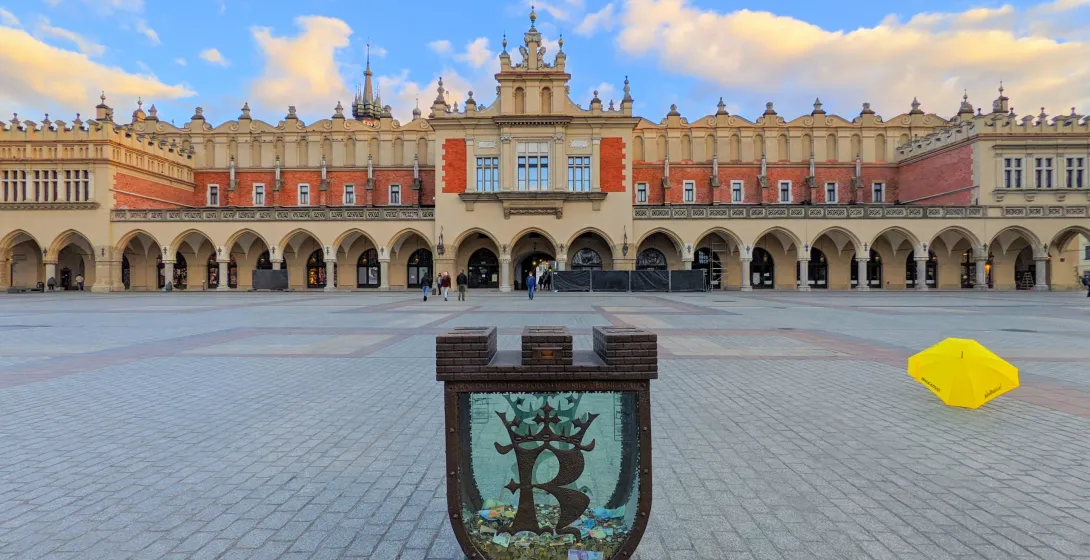 Krakow's Cloth Hall in the Main Market Square, a beautiful historical landmark.