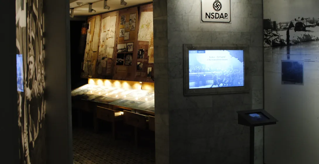 Museum exhibit showcasing historical artifacts and information.