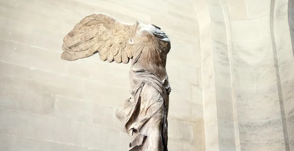 The Winged Victory of Samothrace at the Louvre Museum in Paris.