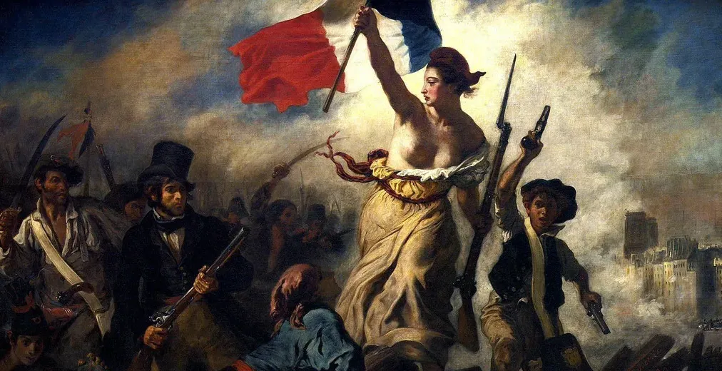 La Libertad guiando al pueblo, una poderosa pintura que representa la Revolución Francesa.