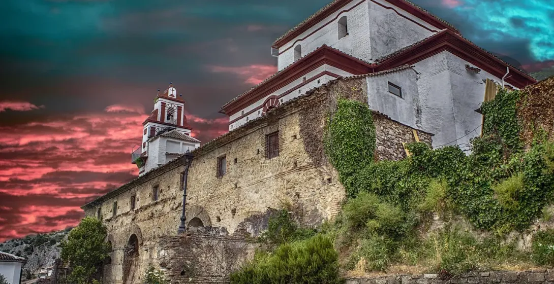 Historic building in Spain at sunset.