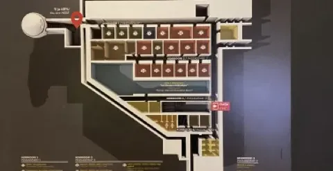 Mapa bunkra jądrowego Objekti Shtylla w Tiranie, Albania.