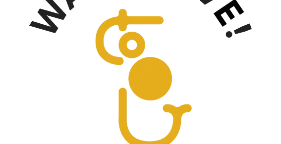 Logotipo pixelado de la marca Walkative Tours con un icono estilizado de persona en naranja y gris sobre fondo blanco.