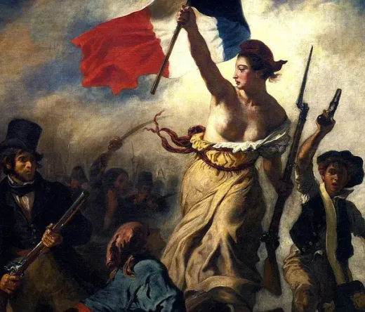 La Libertad guiando al pueblo, una poderosa pintura que representa la Revolución Francesa.
