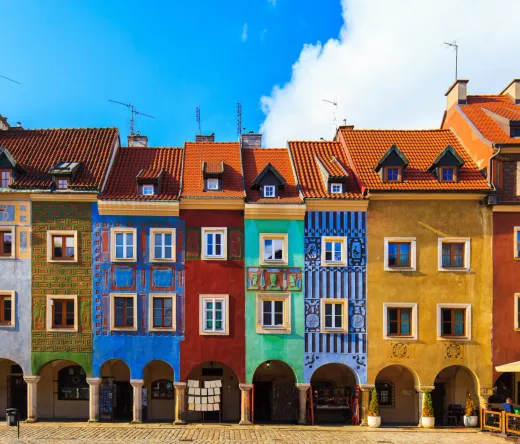 Colorful buildings in Poznan's Old Town.