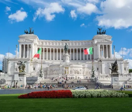 Tourists visiting the Altare della Patria in Rome.