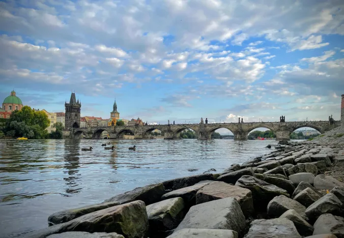 Stunning view of Charles Bridge in Prague, Czech Republic.