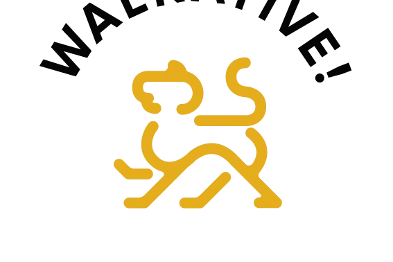 Pixelated Walkative logo with black arched text, a golden pixel art lion, and 'Lviv' text on a white background.