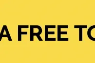Schwarzer Text "RIGA FREE TOUR" auf einem einfarbigen gelben Hintergrund.