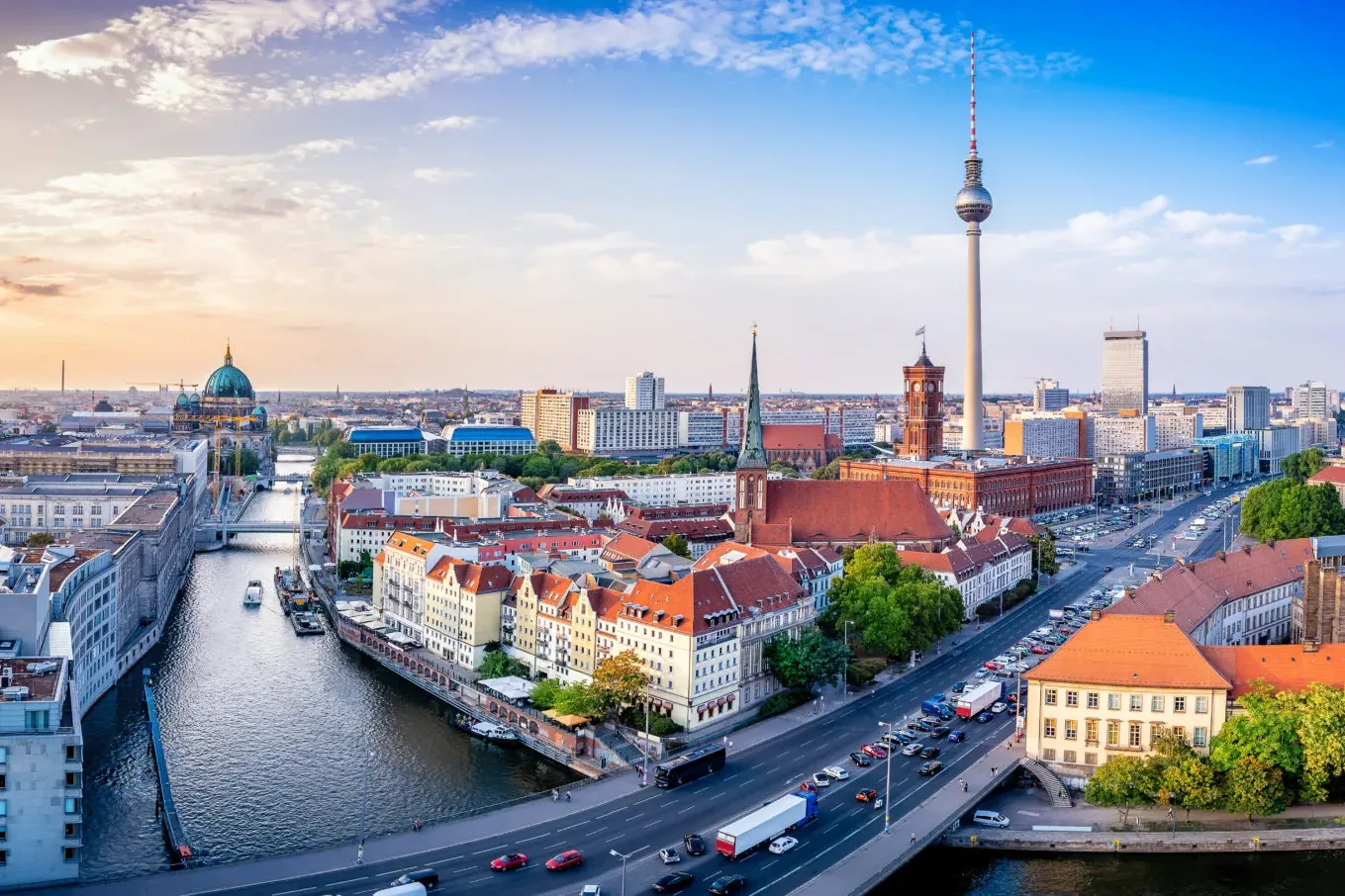 Panoramic view of Berlin cityscape.