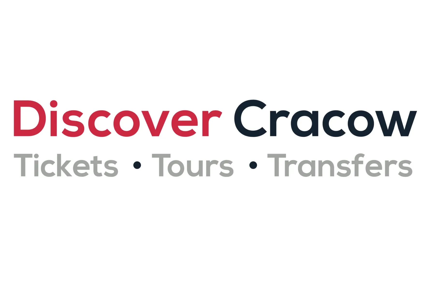 Logo für Discover Cracow mit dem Text Tickets, Touren, Transfers darunter.