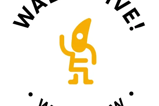 Logo Walkative przedstawiające żółtą stylizowaną postać machającą, z napisem 'WALKATIVE!' u góry i 'WROCŁAW' na dole.