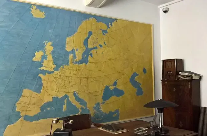 Historical site with a relief map of Europe.