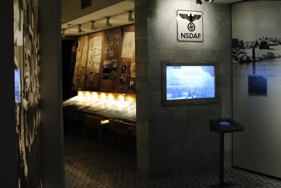 Museum exhibit showcasing historical artifacts and information.