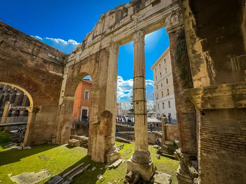Ancient Roman ruins in the Roman Forum, Rome, Italy.