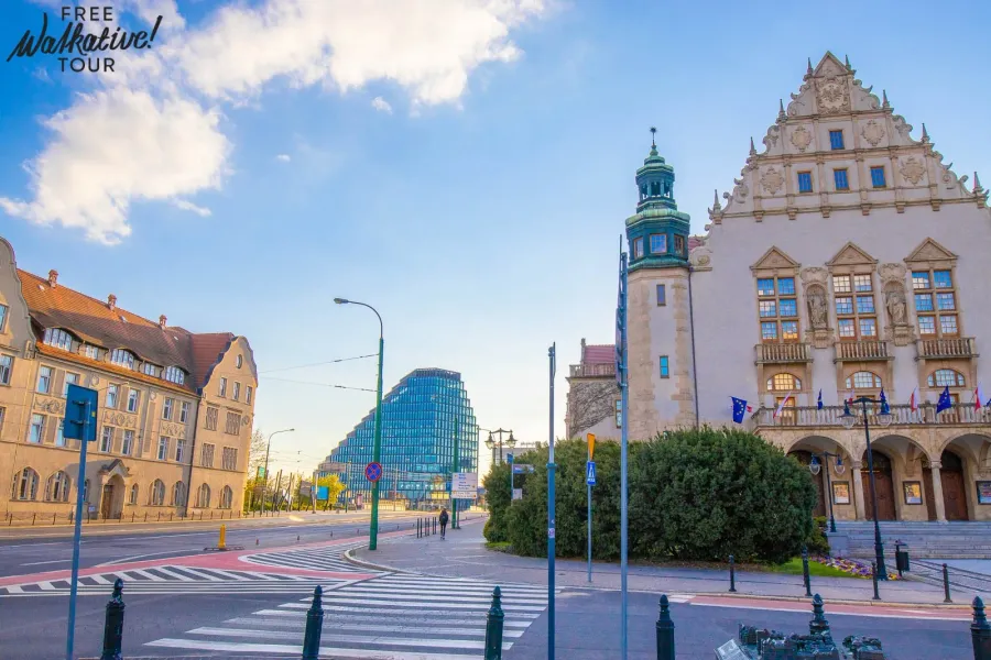 Tour Walkative gratuito en Wrocław, Polonia, mostrando arquitectura histórica y moderna.