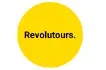 Logotipo de Revoultours: un círculo amarillo con el nombre de la empresa.