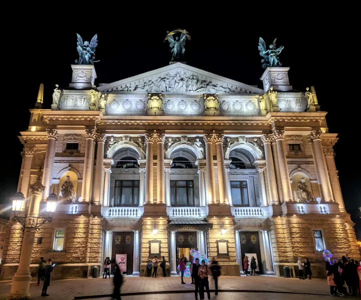 Lviv Opera House at night