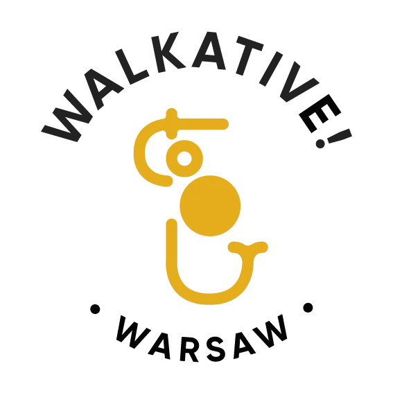 Pixelated Walkative Tours brand logo with a stylized person icon in orange and grey on a white background.