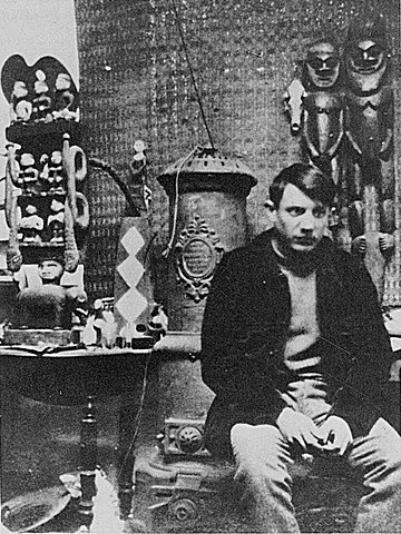Pablo Picasso in his Montmatre studio in 1908.